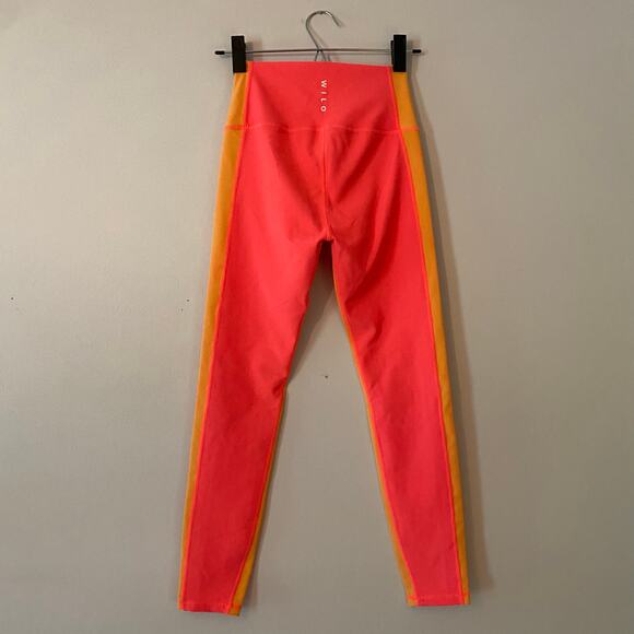 Wilo The Label Women's size Small Pink Orange Ribbed High Rise Leggings Tights - Picture 6 of 11